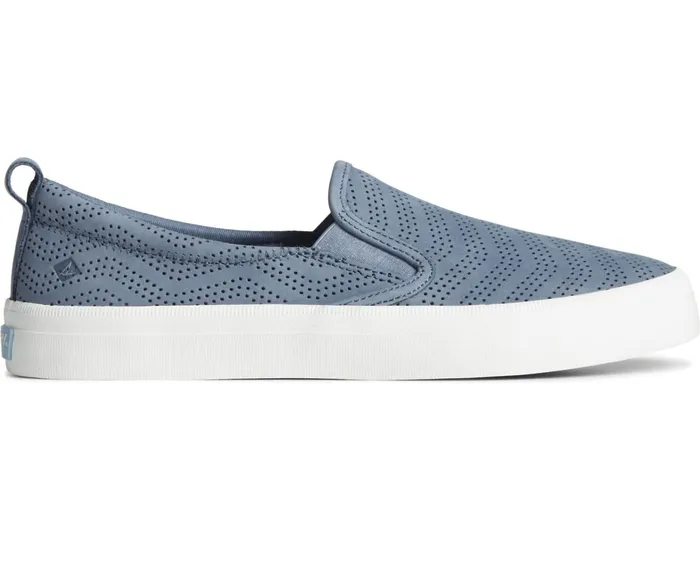 Women Crest Twin Gore Perforated Leather Slip On Sneaker Blue Sperry Sneakers