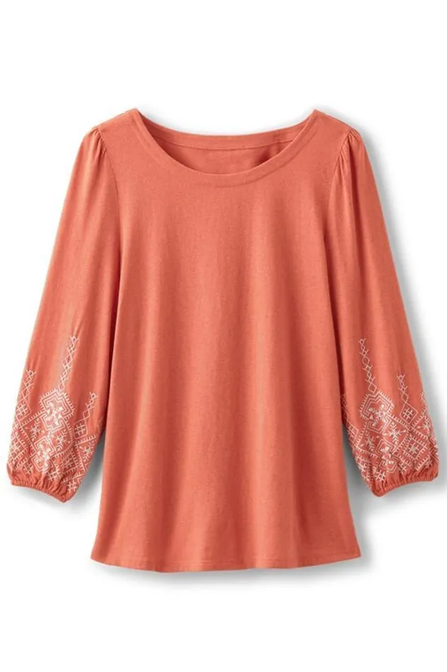 Women Embroidered Parisian Poet Top Apricot Brandy Soft Surroundings Tops Women Embroidered Parisian Poet Top Apricot Brandy Soft Surroundings Tops