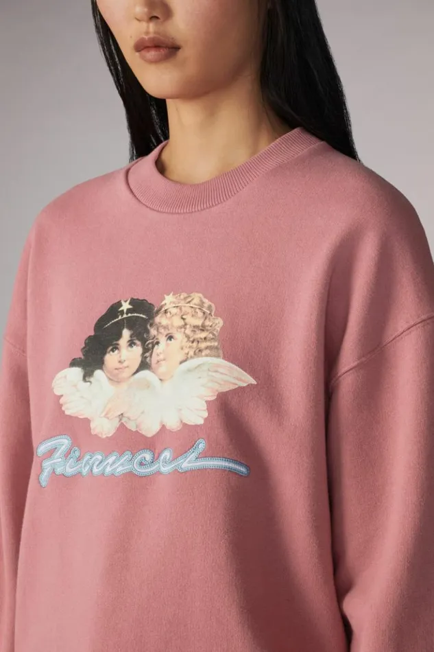 Women Fiorucci Angels Squiggle Logo Sweatshirt Pink Pink Women Fiorucci Angels Squiggle Logo Sweatshirt Pink Pink