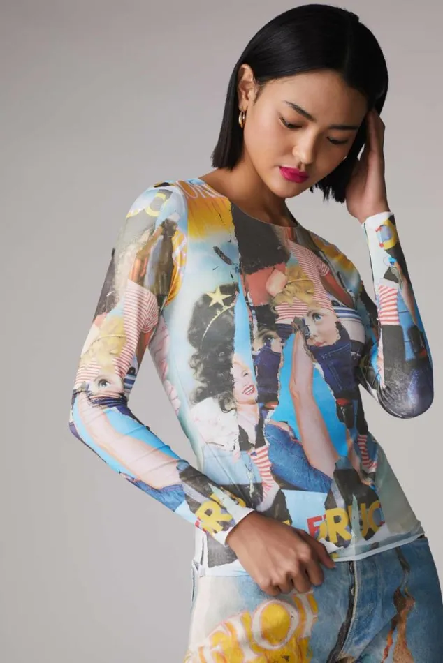 Women Fiorucci Graphic Poster Wall Long Sleeve Top Multi Multi Women Fiorucci Graphic Poster Wall Long Sleeve Top Multi Multi
