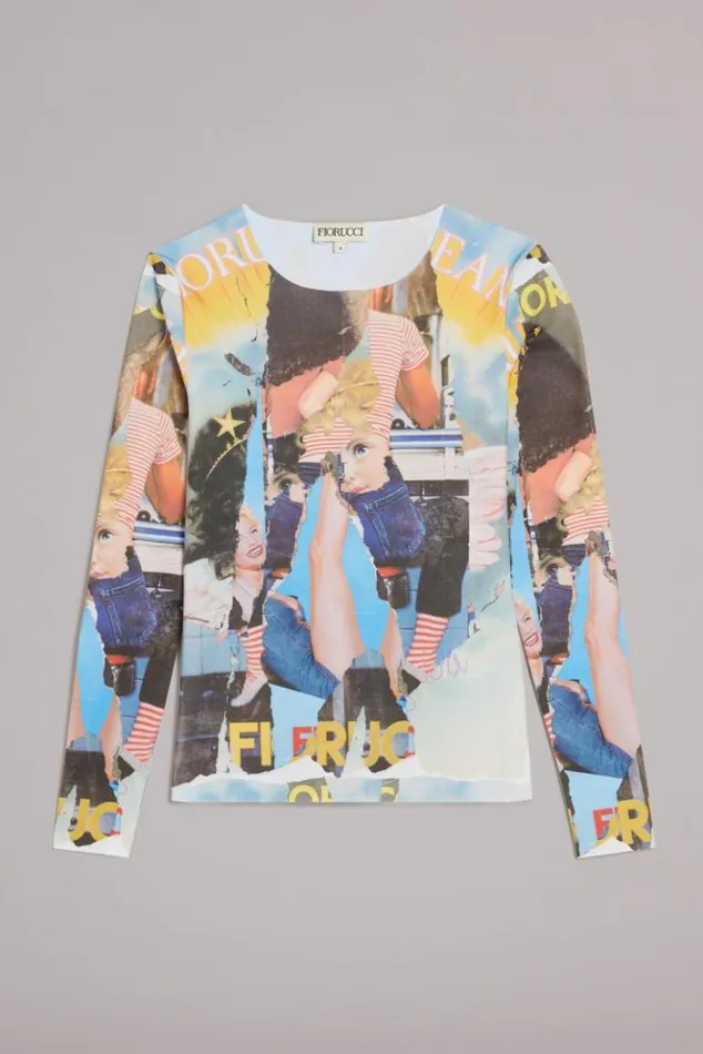 Women Fiorucci Graphic Poster Wall Long Sleeve Top Multi Multi Women Fiorucci Graphic Poster Wall Long Sleeve Top Multi Multi
