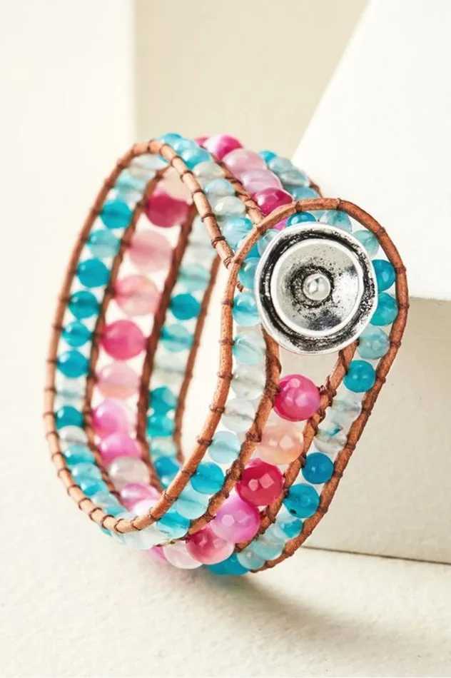 Women Leela Beaded Bracelet Pinkblue Soft Surroundings Jewelry