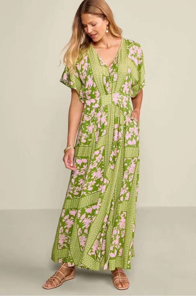 Women Leslie Maxi Dress Ink Blooms Scarf Soft Surroundings Dresses
