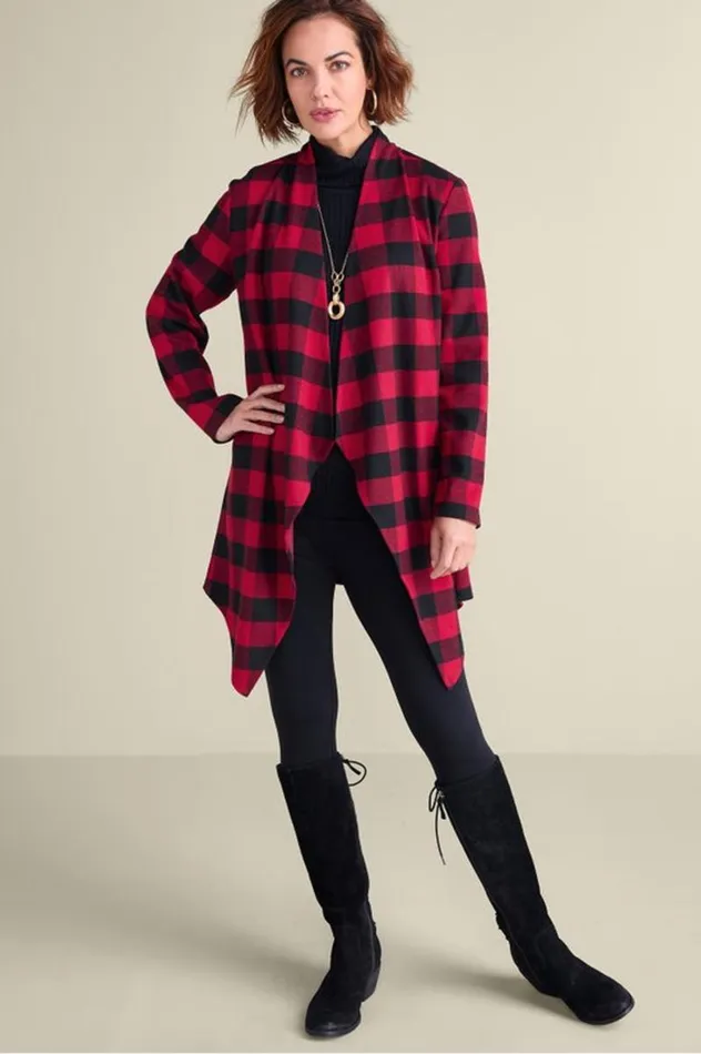 Women Mad About Plaid Topper Rio Red Buffalo Check Soft Surroundings Toppers Women Mad About Plaid Topper Rio Red Buffalo Check Soft Surroundings Toppers