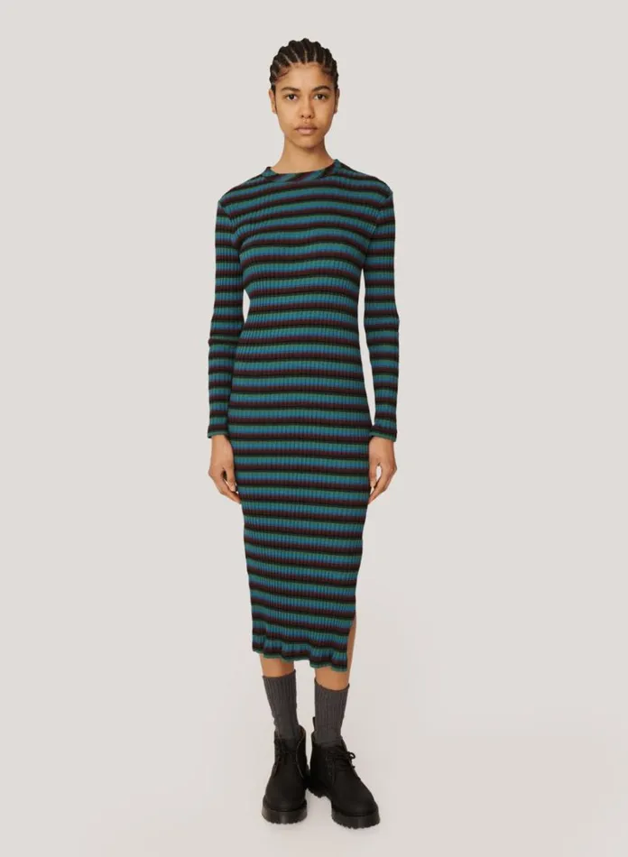 Womens Dresses YMC Raindrops Cotton Stripe Dress Multi
