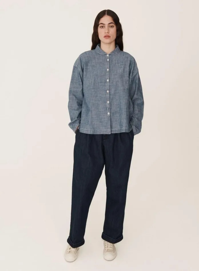 Womens Earth YMC Earth Marianne Chambray Shirt Light Indigo