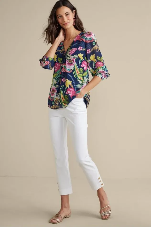 Women Samantha Georgette Top Navy Paisley Soft Surroundings Tops Women Samantha Georgette Top Navy Paisley Soft Surroundings Tops