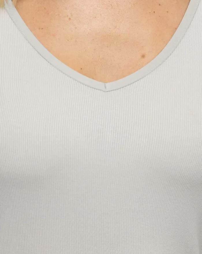 Women Shirts and Tops TravisMathew FAVORITE DAY LONG SLEEVE VNECK TOP Light Grey