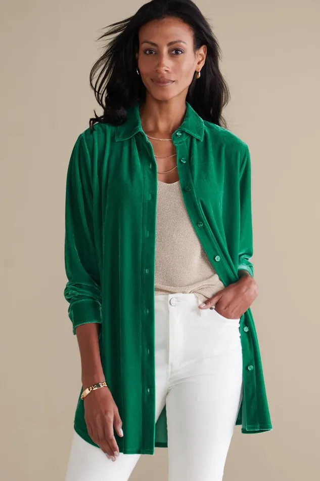 Women Velvet Boyfriend Tunic Shirt Berry Soft Surroundings Tops Women Velvet Boyfriend Tunic Shirt Berry Soft Surroundings Tops