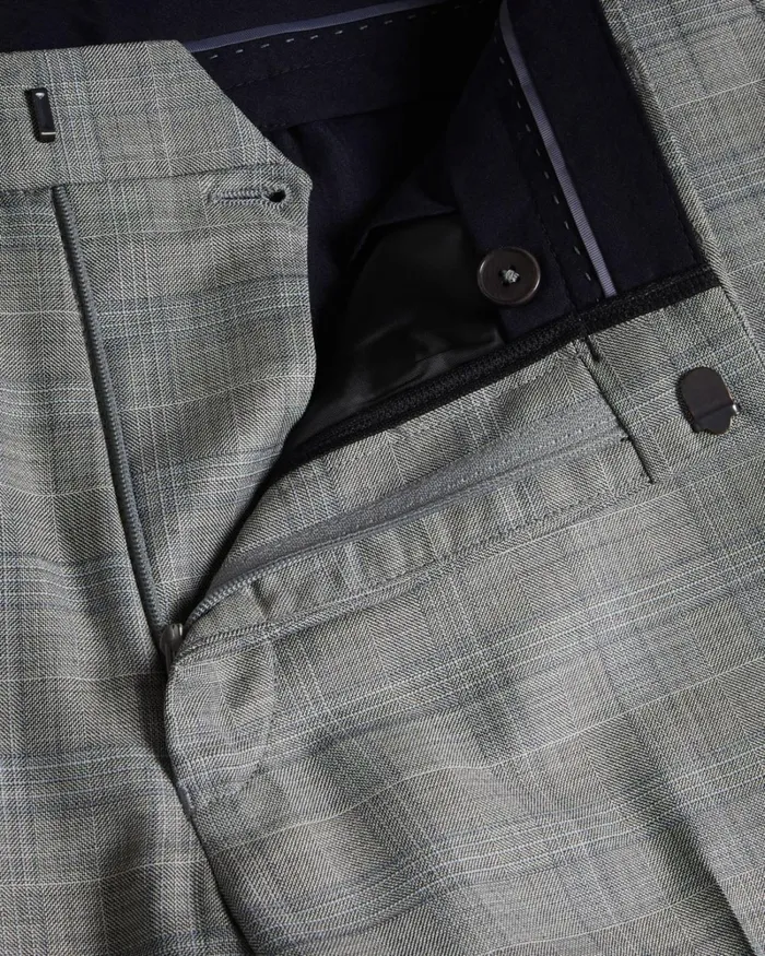 Wool Blend Check Trousers Gray Men Ted Baker Clothing