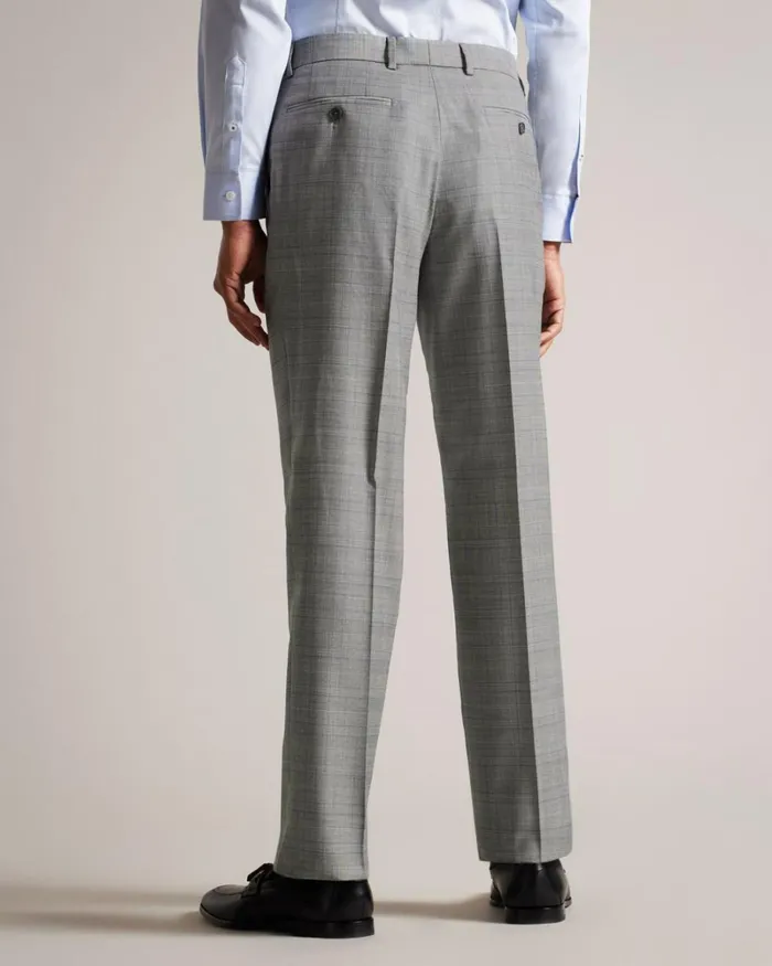 Wool Blend Check Trousers Gray Men Ted Baker Clothing