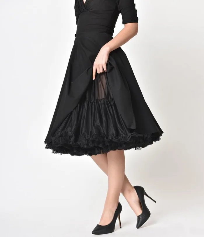 1950s Style Black Ruffled Petticoat Crinoline AccessoriesHalloween Unique Vintage Accessories