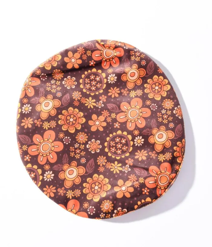 1970s Brown Retro Floral Velvet Beret Accessories Unique Vintage Berets