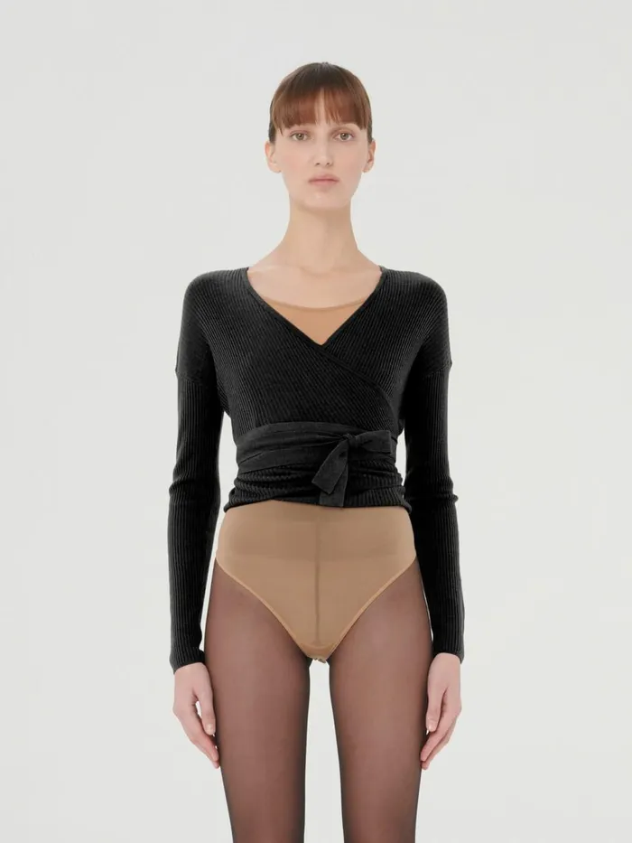 Air Wool Cardigan Black Women Wolford Longsleeve Shirts
