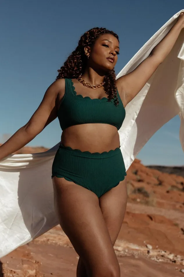 Baltic Born Bikini Honolulu Scalloped Bikini Top Green 8211 Women