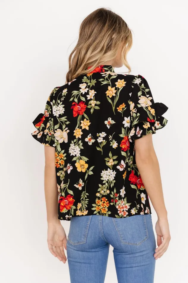 Baltic Born Blouses and Shirts Judy Ruffle Sleeve Top Black Multi 8211 Women Baltic Born Blouses and Shirts Judy Ruffle Sleeve Top Black Multi 8211 Women