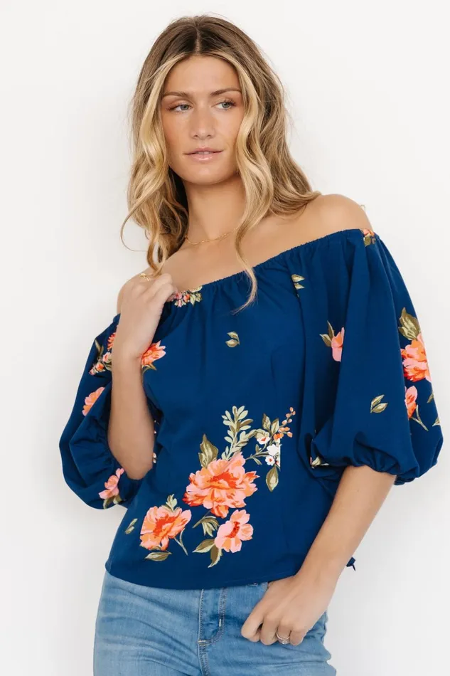 Baltic Born Blouses and Shirts Julia Off Shoulder Top Blue Multi 8211 Women Baltic Born Blouses and Shirts Julia Off Shoulder Top Blue Multi 8211 Women