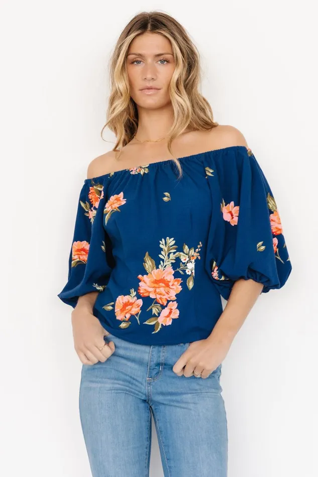 Baltic Born Blouses and Shirts Julia Off Shoulder Top Blue Multi 8211 Women Baltic Born Blouses and Shirts Julia Off Shoulder Top Blue Multi 8211 Women