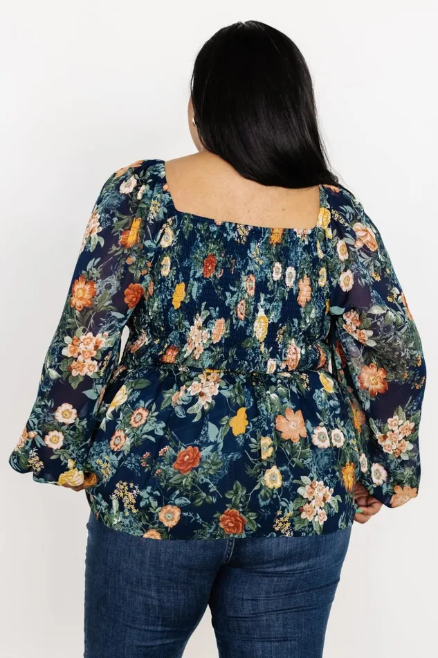 Baltic Born Blouses and Shirts Ollie Smocked Top Navy Multi 8211 Women Baltic Born Blouses and Shirts Ollie Smocked Top Navy Multi 8211 Women