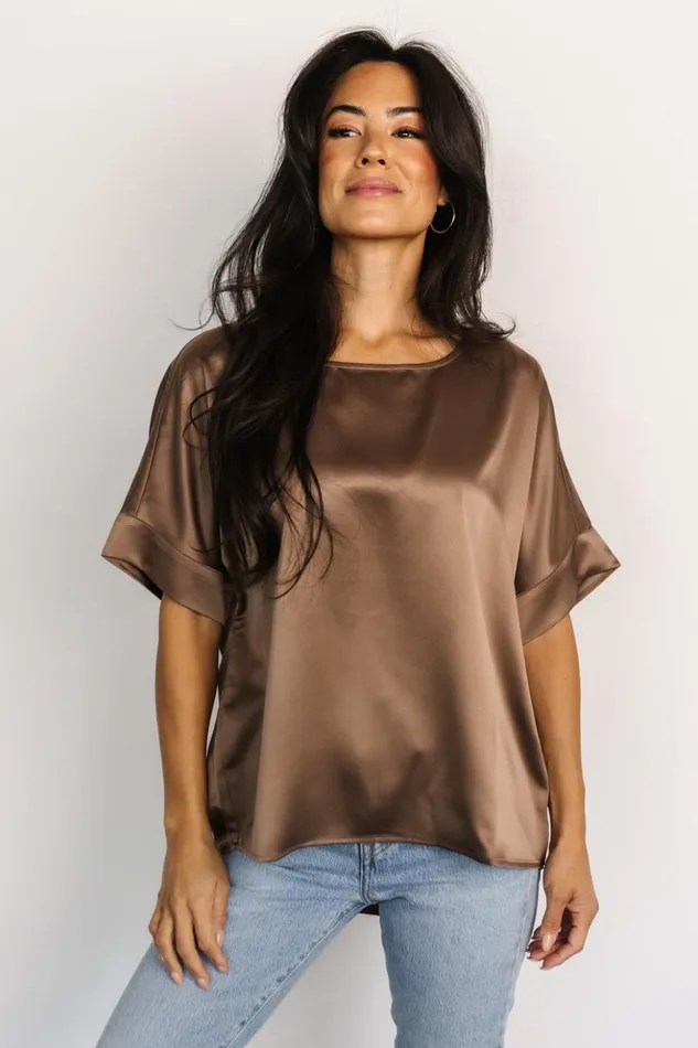 Baltic Born Blouses and Shirts Rory Satin Top Brown 8211 Women Baltic Born Blouses and Shirts Rory Satin Top Brown 8211 Women