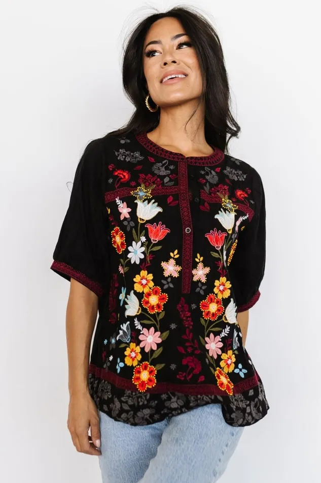 Baltic Born Blouses and Shirts Tara Embroidered Top Black Multi 8211 Women Baltic Born Blouses and Shirts Tara Embroidered Top Black Multi 8211 Women