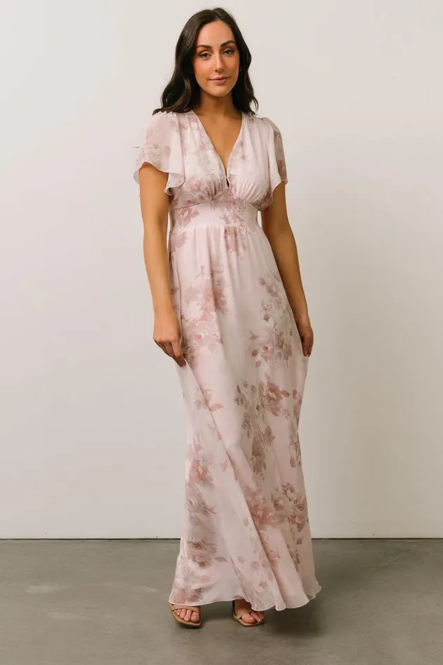 Baltic Born Bump Friendly Alexandria Smocked Maxi Dress Blush Floral 8211 Women Baltic Born Bump Friendly Alexandria Smocked Maxi Dress Blush Floral 8211 Women