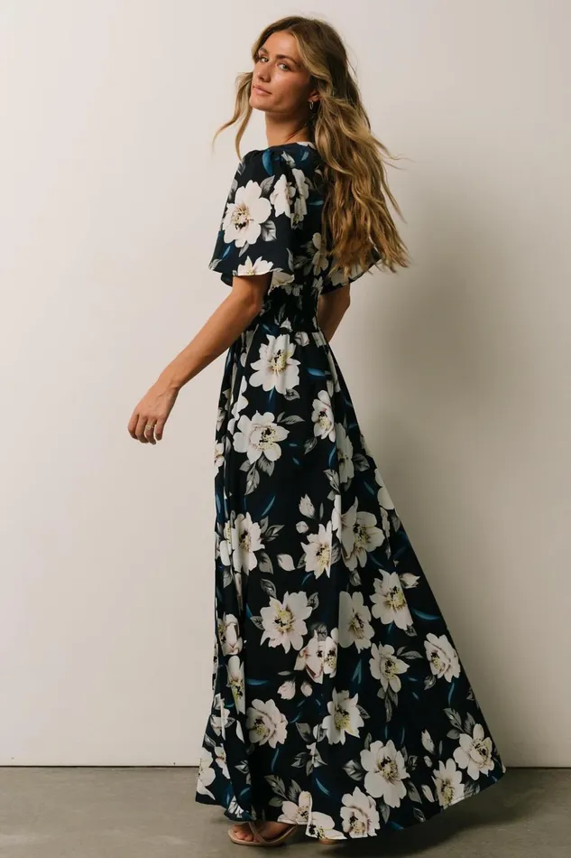 Baltic Born Bump Friendly Verona Smocked Maxi Dress Navy White Floral 8211 Women Baltic Born Bump Friendly Verona Smocked Maxi Dress Navy White Floral 8211 Women
