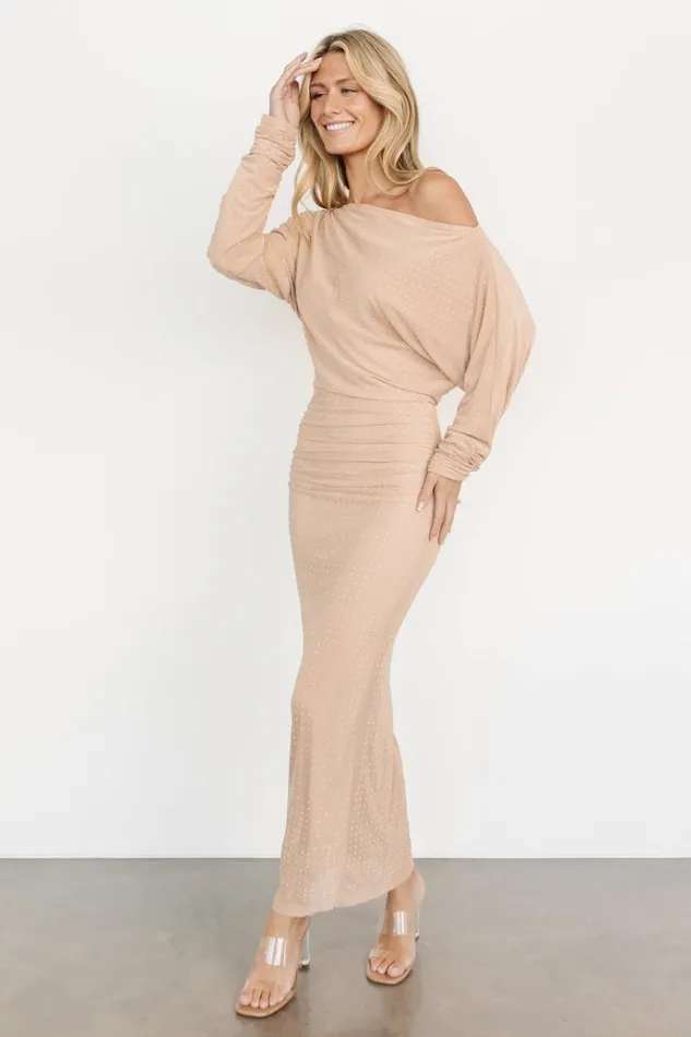 Baltic Born Embellished and Sequined Charlize Rhinestone Maxi Dress Nude 8211 Women Baltic Born Embellished and Sequined Charlize Rhinestone Maxi Dress Nude 8211 Women