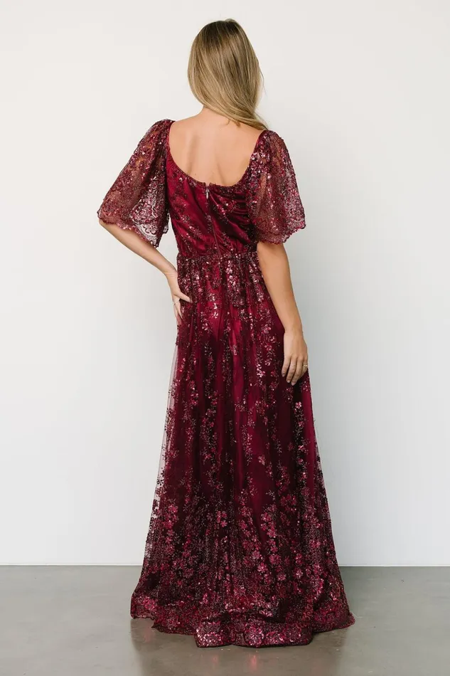 Baltic Born Embellished and Sequined Genevieve Glitter Maxi Dress Wine 8211 Women Baltic Born Embellished and Sequined Genevieve Glitter Maxi Dress Wine 8211 Women