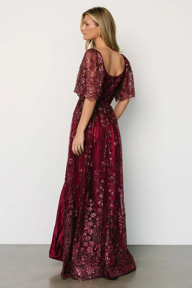Baltic Born Embellished and Sequined Genevieve Glitter Maxi Dress Wine 8211 Women Baltic Born Embellished and Sequined Genevieve Glitter Maxi Dress Wine 8211 Women