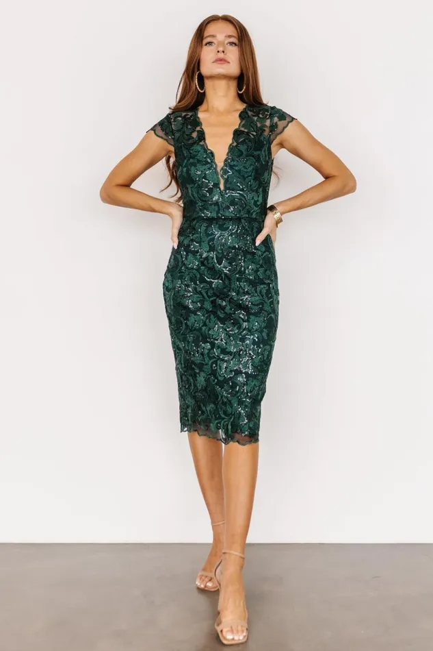 Baltic Born Embellished and Sequined Jacqueline Embossed Midi Dress Emerald 8211 Women Baltic Born Embellished and Sequined Jacqueline Embossed Midi Dress Emerald 8211 Women