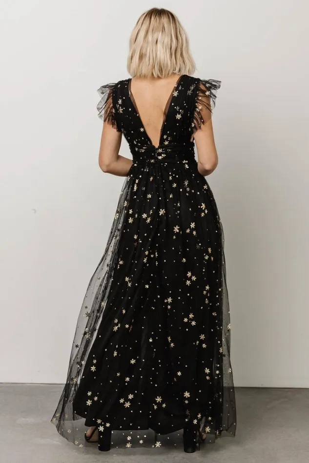 Baltic Born Embellished and Sequined Nova Shimmer Maxi Dress Black Gold 8211 Women Baltic Born Embellished and Sequined Nova Shimmer Maxi Dress Black Gold 8211 Women