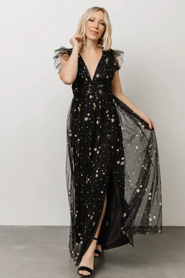 Baltic Born Embellished and Sequined Nova Shimmer Maxi Dress Black Gold 8211 Women Baltic Born Embellished and Sequined Nova Shimmer Maxi Dress Black Gold 8211 Women