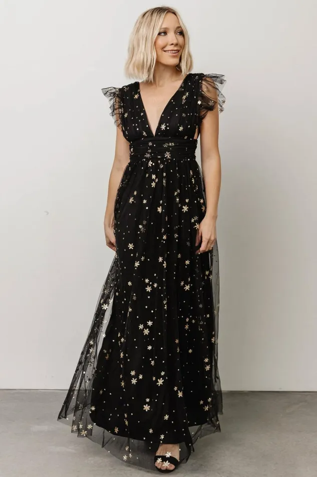 Baltic Born Embellished and Sequined Nova Shimmer Maxi Dress Black Gold 8211 Women Baltic Born Embellished and Sequined Nova Shimmer Maxi Dress Black Gold 8211 Women