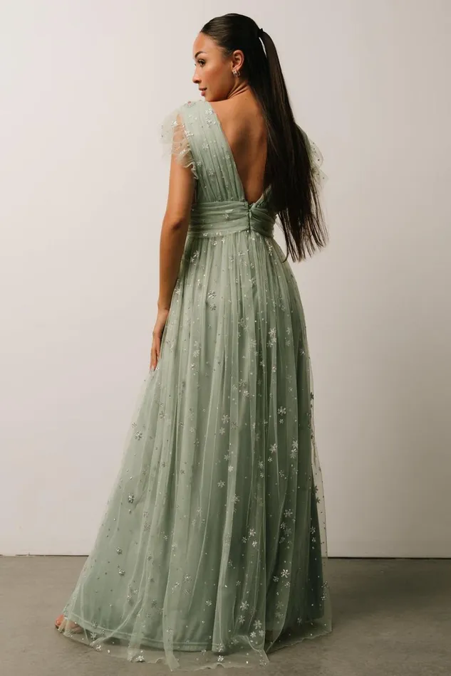 Baltic Born Embellished and Sequined Nova Shimmer Maxi Dress Sage Silver 8211 Women Baltic Born Embellished and Sequined Nova Shimmer Maxi Dress Sage Silver 8211 Women