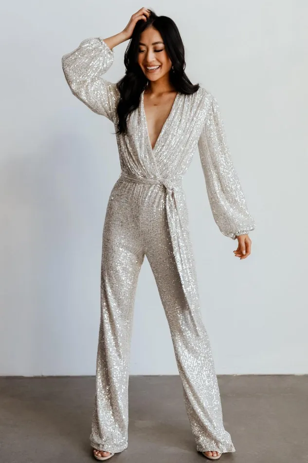 Baltic Born Jumpsuits and Rompers Brussels Sequin Jumpsuit Cream 8211 Women