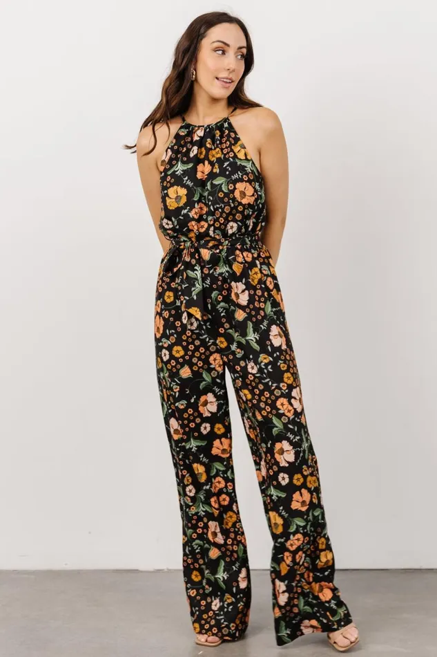 Baltic Born Jumpsuits and Rompers Mallory High Neck Jumpsuit Black Vintage Floral 8211 Women Baltic Born Jumpsuits and Rompers Mallory High Neck Jumpsuit Black Vintage Floral 8211 Women