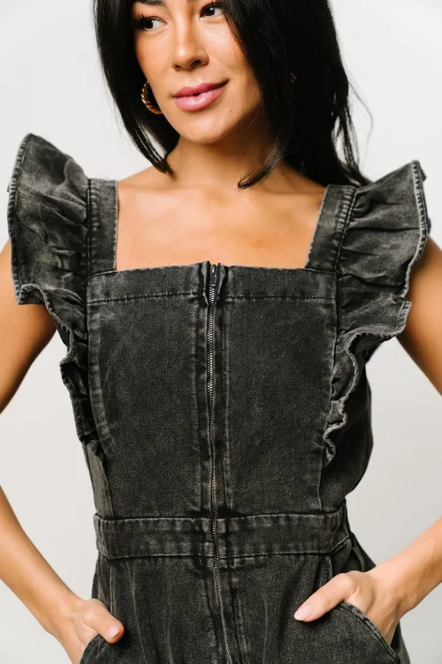 Baltic Born Jumpsuits and Rompers Montgomery Denim Romper Black 8211 Women Baltic Born Jumpsuits and Rompers Montgomery Denim Romper Black 8211 Women