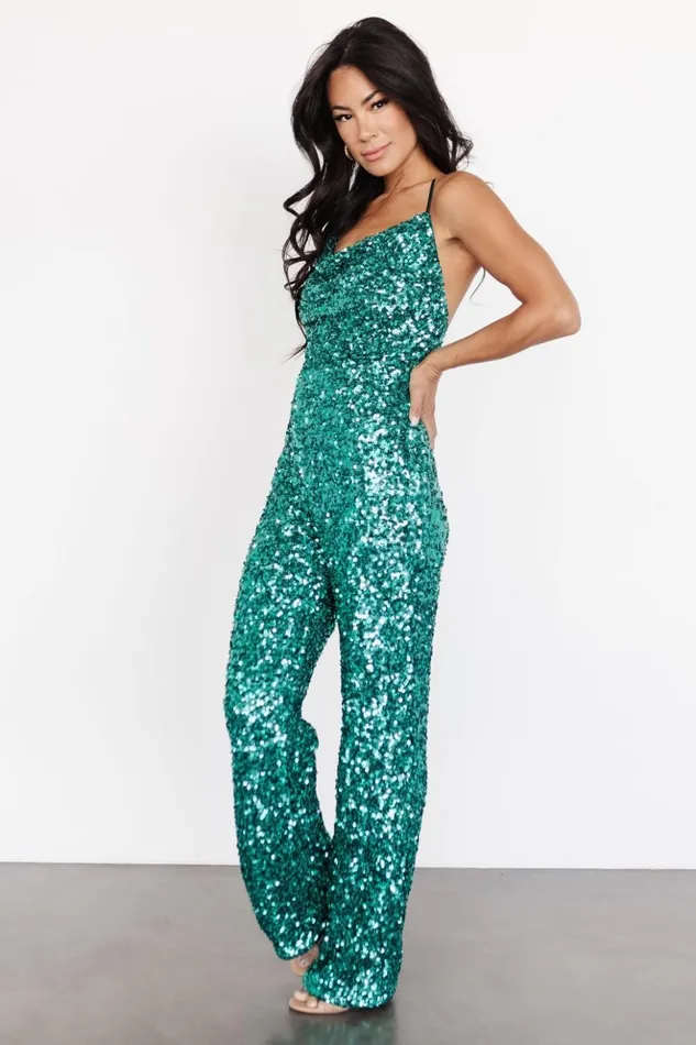 Baltic Born Jumpsuits and Rompers Sparkler Sequin Jumpsuit Dark Teal 8211 Women
