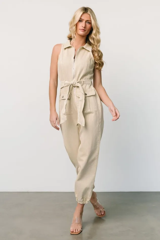 Baltic Born Jumpsuits and Rompers Zahara Sleeveless Jumpsuit Sand 8211 Women