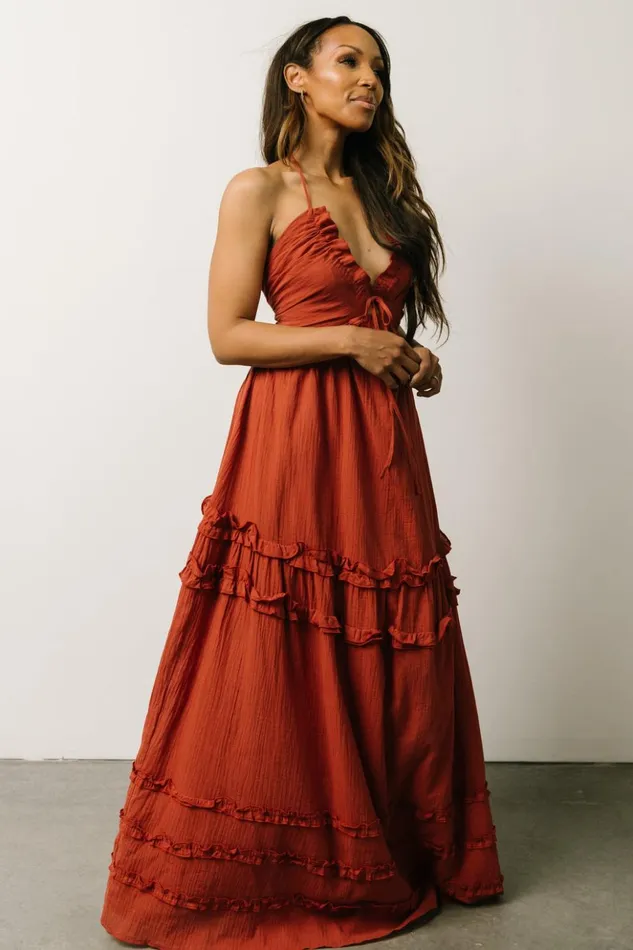 Baltic Born Maxi Dresses Augusta Halter Neck Maxi Dress Terracotta 8211 Women Baltic Born Maxi Dresses Augusta Halter Neck Maxi Dress Terracotta 8211 Women