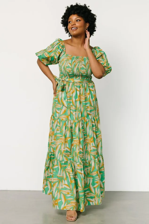 Baltic Born Maxi Dresses Forsythe Smocked Maxi Dress Green Print 8211 Women Baltic Born Maxi Dresses Forsythe Smocked Maxi Dress Green Print 8211 Women
