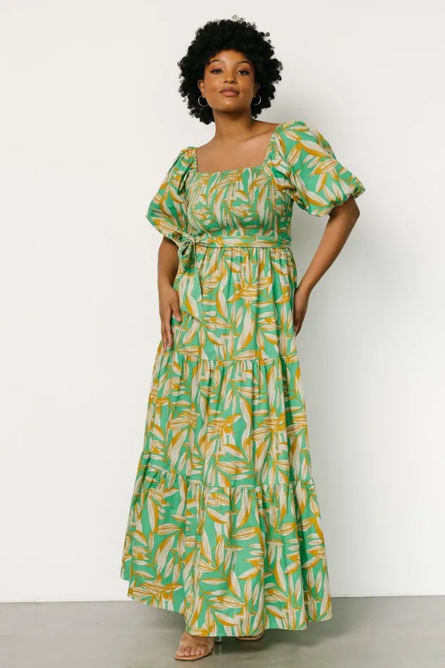 Baltic Born Maxi Dresses Forsythe Smocked Maxi Dress Green Print 8211 Women Baltic Born Maxi Dresses Forsythe Smocked Maxi Dress Green Print 8211 Women
