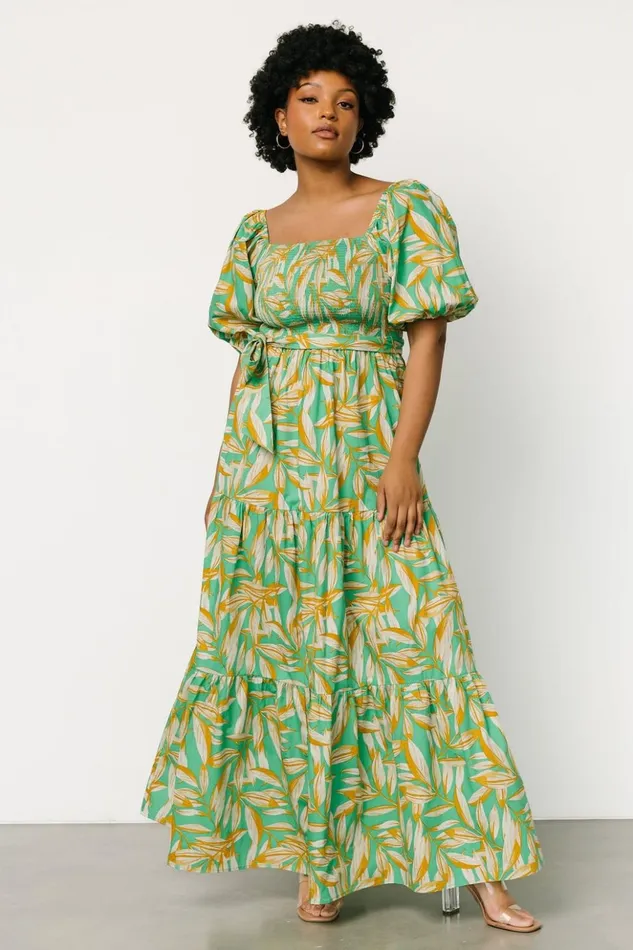 Baltic Born Maxi Dresses Forsythe Smocked Maxi Dress Green Print 8211 Women Baltic Born Maxi Dresses Forsythe Smocked Maxi Dress Green Print 8211 Women