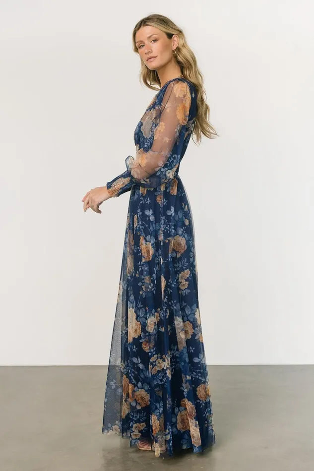 Baltic Born Maxi Dresses Layla Tulle Maxi Dress Blue Golden Floral 8211 Women Baltic Born Maxi Dresses Layla Tulle Maxi Dress Blue Golden Floral 8211 Women