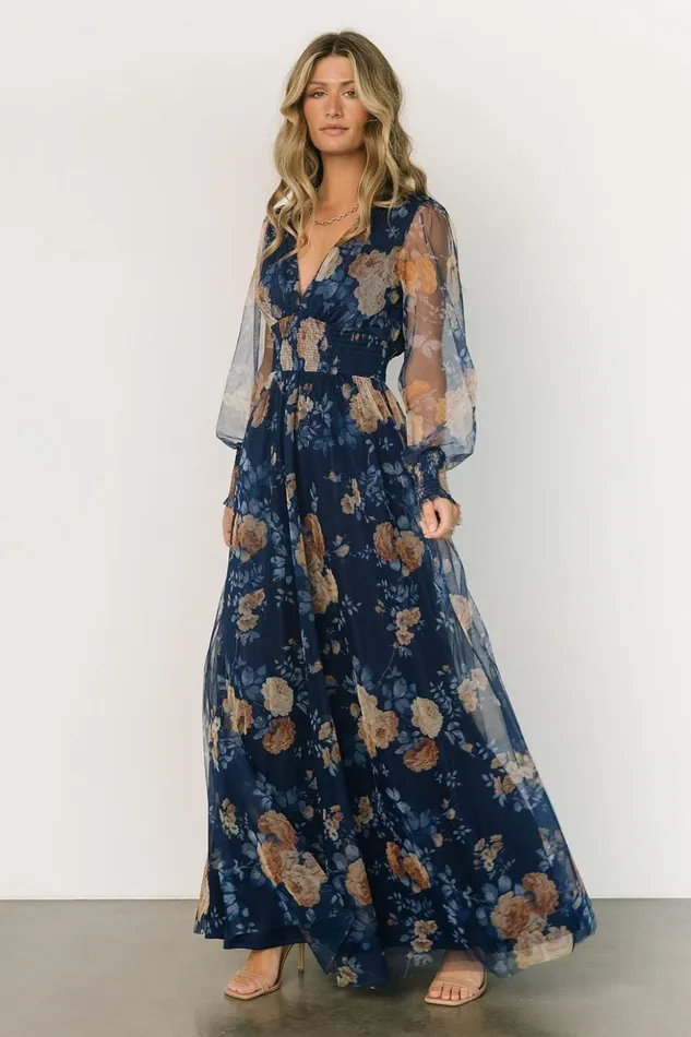 Baltic Born Maxi Dresses Layla Tulle Maxi Dress Blue Golden Floral 8211 Women Baltic Born Maxi Dresses Layla Tulle Maxi Dress Blue Golden Floral 8211 Women