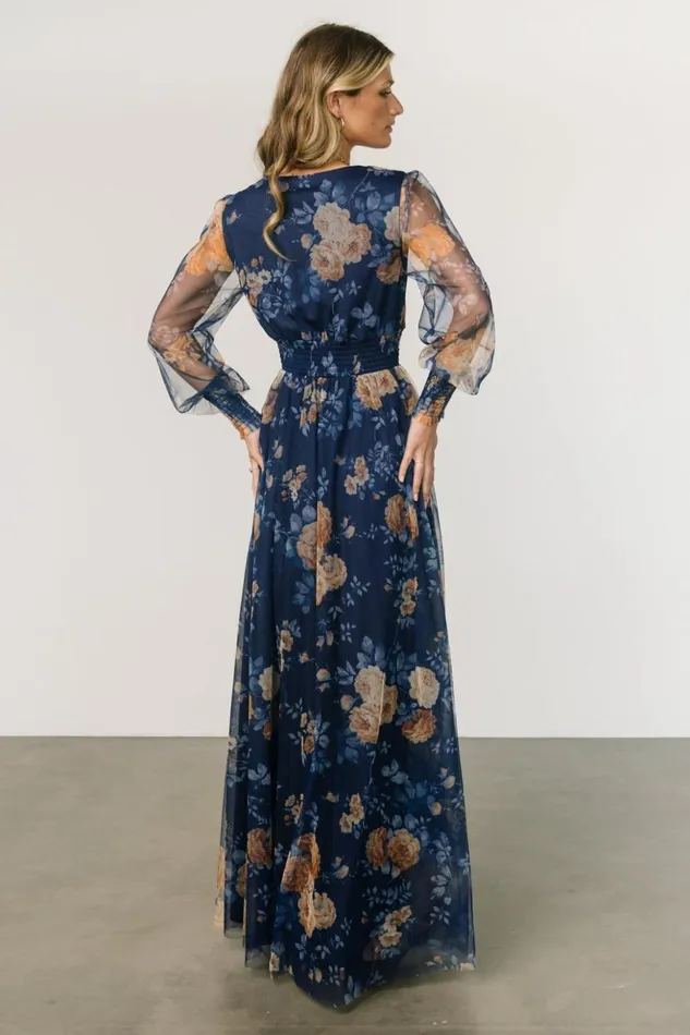 Baltic Born Maxi Dresses Layla Tulle Maxi Dress Blue Golden Floral 8211 Women Baltic Born Maxi Dresses Layla Tulle Maxi Dress Blue Golden Floral 8211 Women