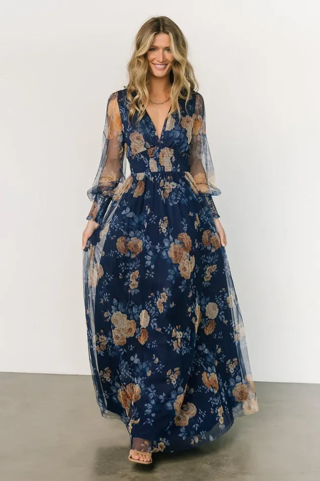 Baltic Born Maxi Dresses Layla Tulle Maxi Dress Blue Golden Floral 8211 Women Baltic Born Maxi Dresses Layla Tulle Maxi Dress Blue Golden Floral 8211 Women