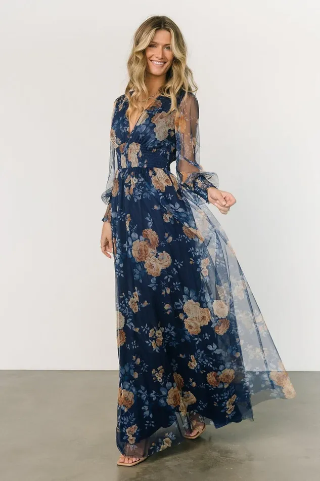 Baltic Born Maxi Dresses Layla Tulle Maxi Dress Blue Golden Floral 8211 Women Baltic Born Maxi Dresses Layla Tulle Maxi Dress Blue Golden Floral 8211 Women