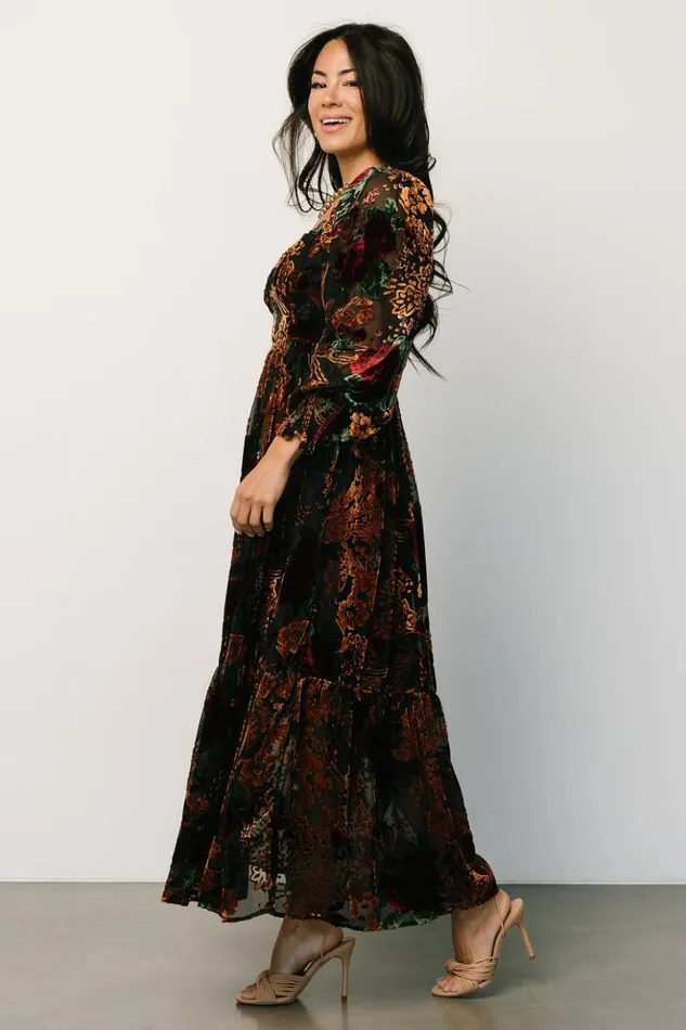 Baltic Born Maxi Dresses Marlow Velvet Embossed Dress Black Multi 8211 Women Baltic Born Maxi Dresses Marlow Velvet Embossed Dress Black Multi 8211 Women